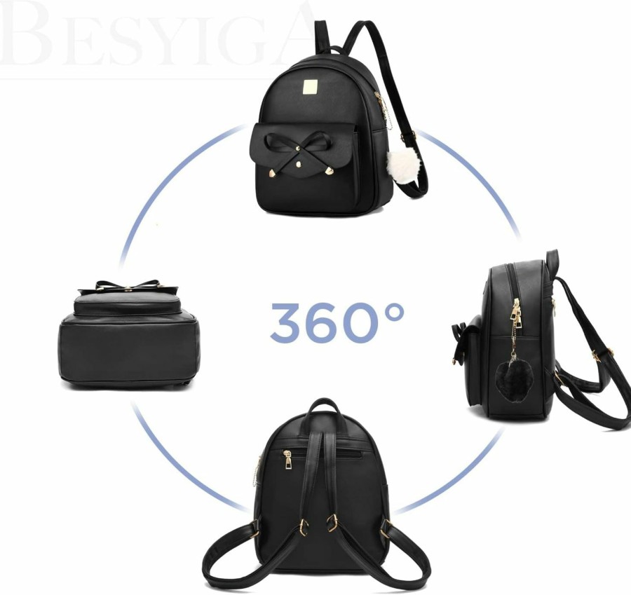 Backpack Handbags | BESYIGA Besyiga Mini Leather Backpack Purse For Women, Cute Fashion Travel Daypacks And Bow Backpack Shoulder Bag For Women, 3Pcs, Dusty Purple