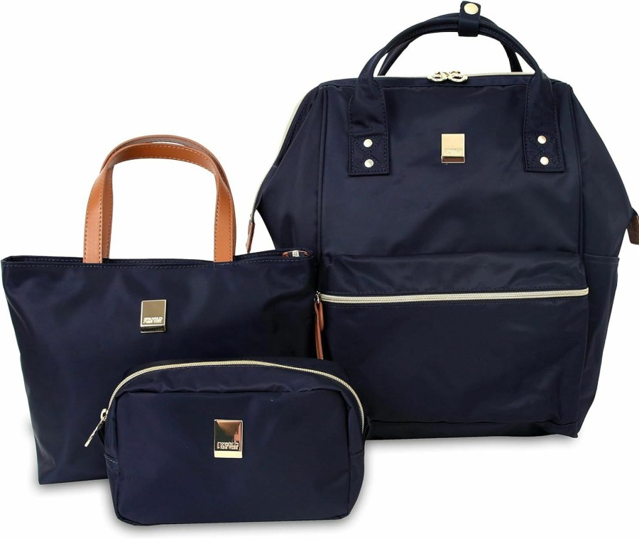 Backpack Handbags | J World New York J World New York Posy 3-Piece Backpack With Tote And Pouch, Navy