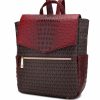 Backpack Handbags | MKF Collection Mkf Collection Burgundy Red Backpack For Women, Vegan Leather Signature Top Handle Multi-Pocket Bag Ladies Fashion Book Bag Travel Backpack