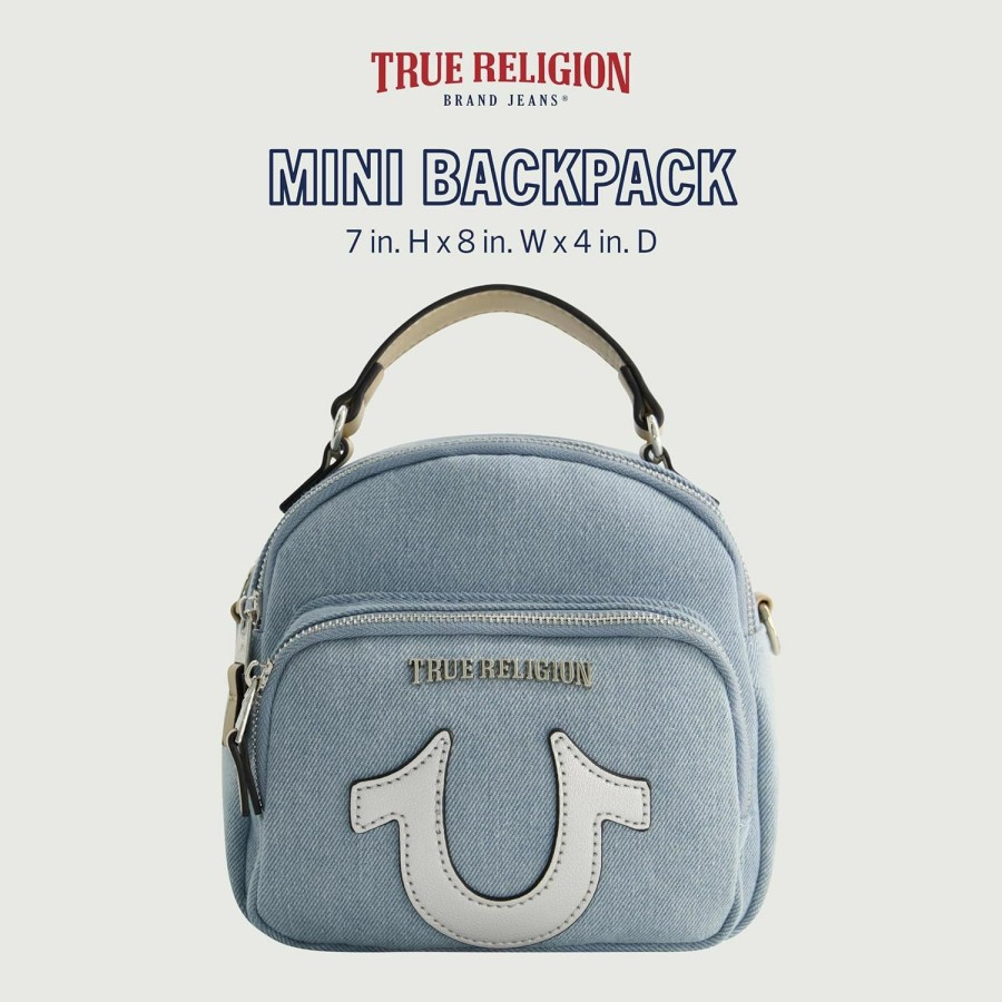 Backpack Handbags | True Religion True Religion Mini Backpack, Convertible Denim Small Travel Bag Purse For Men And Women, Adjustable Shoulder Straps