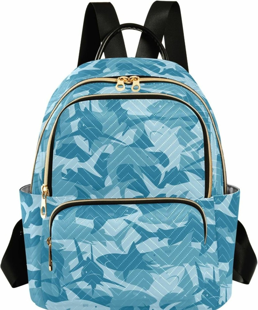 Backpack Handbags | ALAZA Alaza Mini Backpack Purse For Women Lightweight Girls Small Size Shark Blue School Teens College Traveling