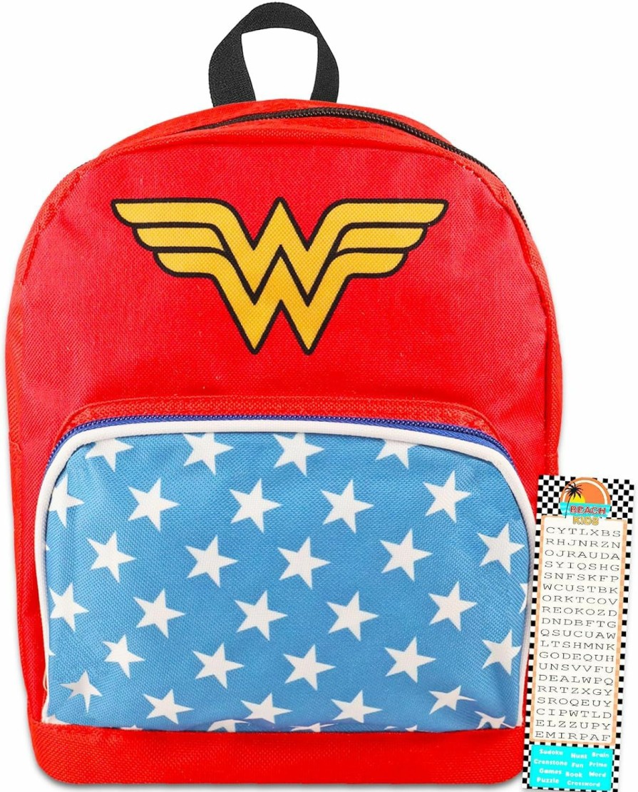 Backpack Handbags | Wonder Woman Wonder Woman Mini Backpack For Women - 10" Canvas Wonder Woman Mini Backpack With Front Pocket And Bookmark | Wonder Woman Backpack Purse Bundle