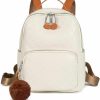 Backpack Handbags | Sunwel Fashion Sunwel Fashion Checker Backpack For Women Cute Small Backpack Purse With Pompom Pu Leather Small Casual Daypacks For Travel (White)