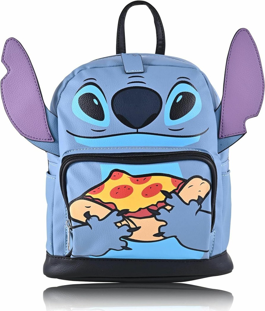 Backpack Handbags | Disney Disney Stitch Backpack - Blue Mini Backpack Purse 10 Inch Bag For Women, Adult Backpack Shoulder Bag Double Strap Faux Leather (Blue Pizza)