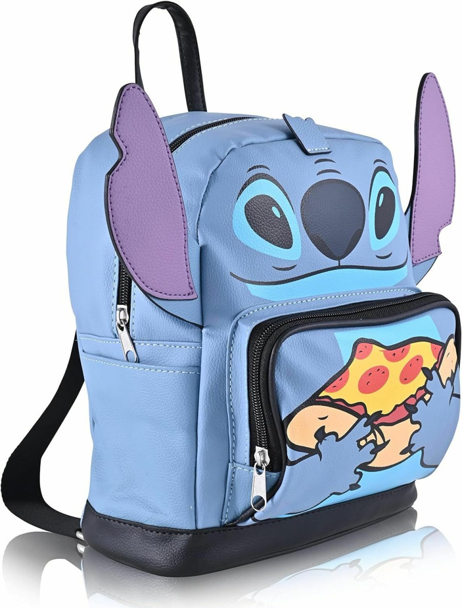 Backpack Handbags | Disney Disney Stitch Backpack - Blue Mini Backpack Purse 10 Inch Bag For Women, Adult Backpack Shoulder Bag Double Strap Faux Leather (Blue Pizza)