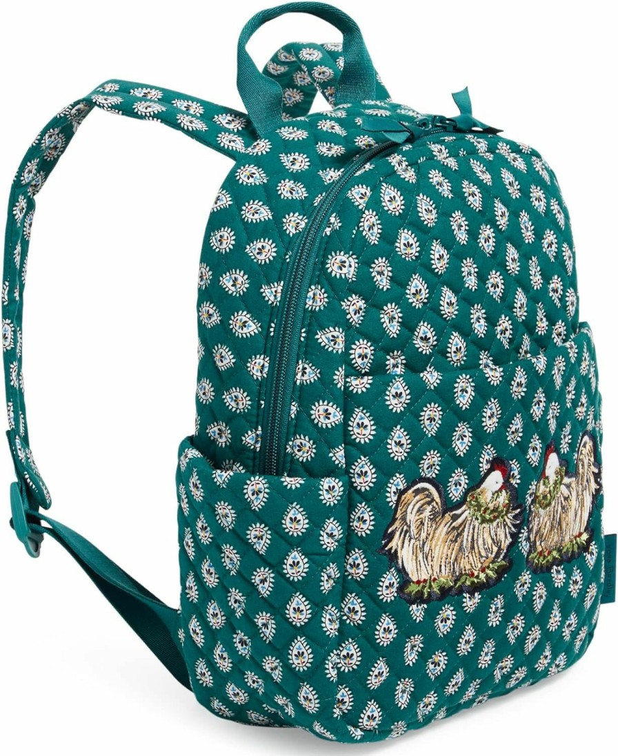 Backpack Handbags | Vera Bradley Vera Bradley Women'S Cotton Small Backpack, Black - Recycled Cotton, One Size