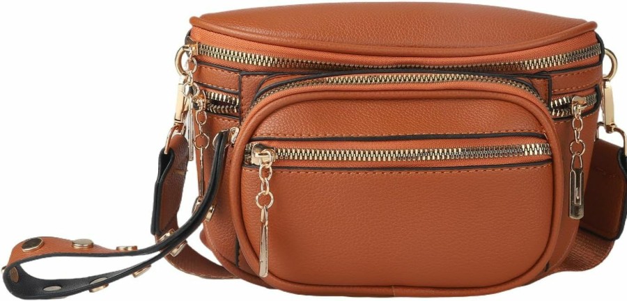 Backpack Handbags | Verlas Verlas Crossbody Bags For Women Fashion Shoulder Bag Pu Leather Causal Sports Bag Chest Bum Bag Sling Purse Brown Backpack With Adjustable Strap 8.7 * 3.9 * 5.9 Inch Gifts For Her