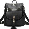 Backpack Handbags | I IHAYNER I Ihayner Backpack Purse For Women, Multipurpose Design Handbag With Pu Leather, Ideal College Shoulder Bags With Tassel For Ladies (Black)