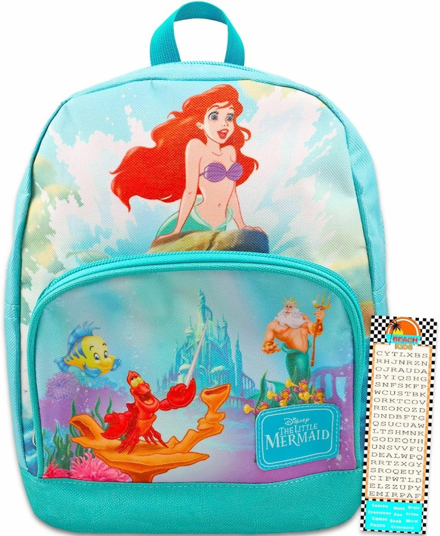 Backpack Handbags | The Little Mermaid The Little Mermaid Mini Backpack For Women - 10" Canvas Ariel Backpack With Front Pocket And Bookmark | Little Mermaid Backpack Purse Bundle