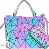 Backpack Handbags | CAFINY Cafiny Geometric Purse For Women,Geometric Luminous Purses And Handbags,Geometric Bags And Holographic Crossbody Bag