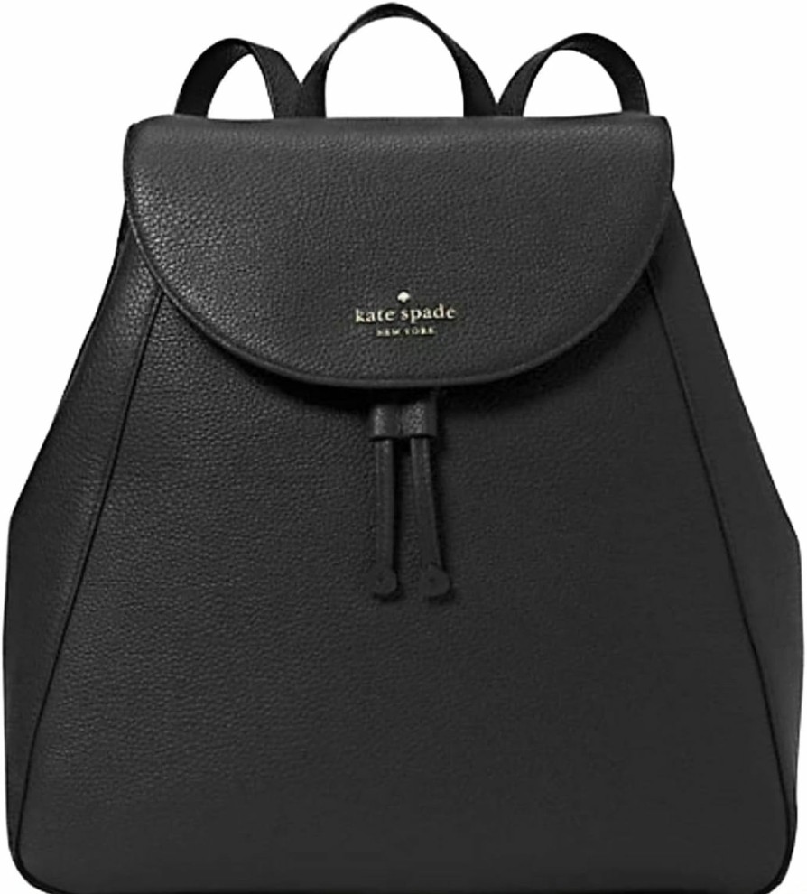 Backpack Handbags | Kate Spade New York Kate Spade Leila Large Flap Backpack Tote Bag Black Pebbled Leather