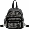 Backpack Handbags | Hyuyikuwol Hyuyikuwol Casual Rhinestone Mini Backpack Gothic Daypack Purse Studded Faux Leather Small Travel For Women Ladies, Silver