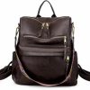 Backpack Handbags | Andiit Leather Backpack Purse For Women Large Designer Travel Ladies Satchel Handbag Convertible College Daypack Shoulder Bags (3-Coffee)