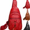 Backpack Handbags | Peicees Peicees Leather Sling Bag For Women Waterproof Crossbody Bag Chest Bag Fashionable Small Backpack Purse For Travel Hiking