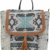 Backpack Handbags | Myra Bag Myra Bag Western Leather Backpack Bag For Women - Flapover Upcycled Canvas Cowhide Bag Isabela