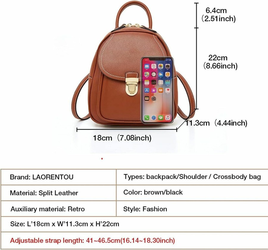 Backpack Handbags | LAORENTOU Laorentou Small Backpack Purse For Women Cowhide Mini Leather Backpack For Women, Ladies Small Shoulder Crossbody Handbags