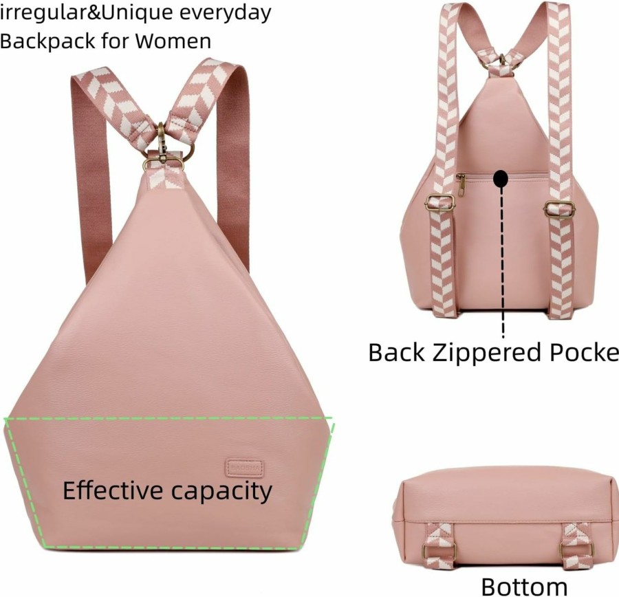 Backpack Handbags | Baosha Baosha Stylish Vegan Leather Backpack Purse For Women Small Hiking Backpack Sling Crossbody Backpack Xb-24 (Pink)