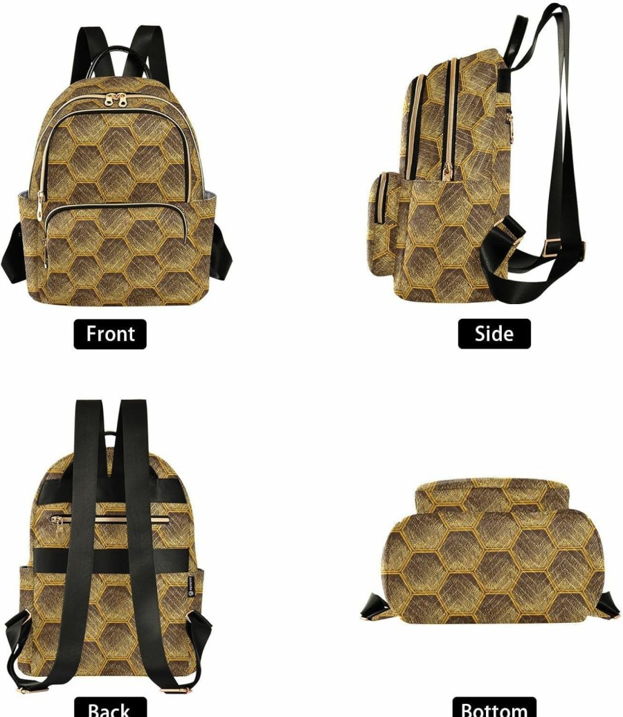 Backpack Handbags | ALAZA Alaza Honeycomb Bee Pattern Women'S Backpack Purse Causal Daypack Work Travel College Business Trip Bag Shoulder Bag