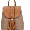 Backpack Handbags | Rong Shop Rong Shop Women Straw Beach Backpack Summer Drawstring Shoulders Bag Rattan Backpack Purse