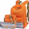 Backpack Handbags | Leaper Leaper Backpack Geometric Backpack Purse Set For Women Shoulder Bag Orange