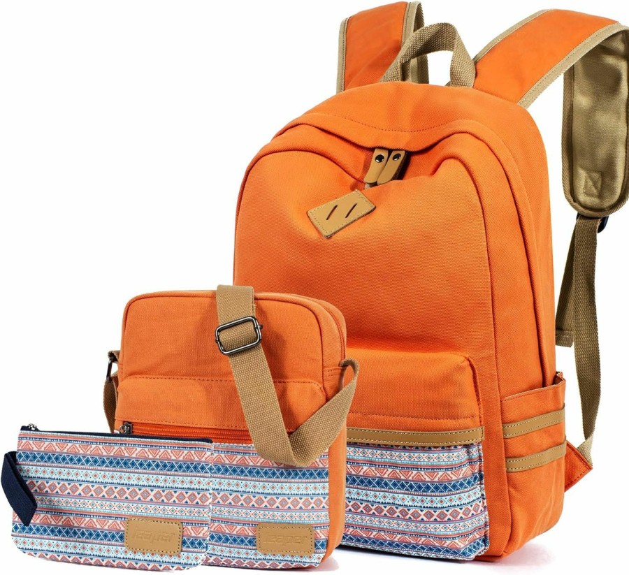 Backpack Handbags | Leaper Leaper Backpack Geometric Backpack Purse Set For Women Shoulder Bag Orange