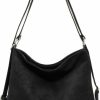 Backpack Handbags | RUNSOON Runsoon Multipurpose Hobo Purse For Women Suede Convertible Backpack Corduroy Tote Bag With Zipper, 06 Black