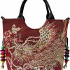 Backpack Handbags | Fionling Fionling Women Ladies Fashion Canvas Embroidery Ethnic Style Peacock Zipper Backpack