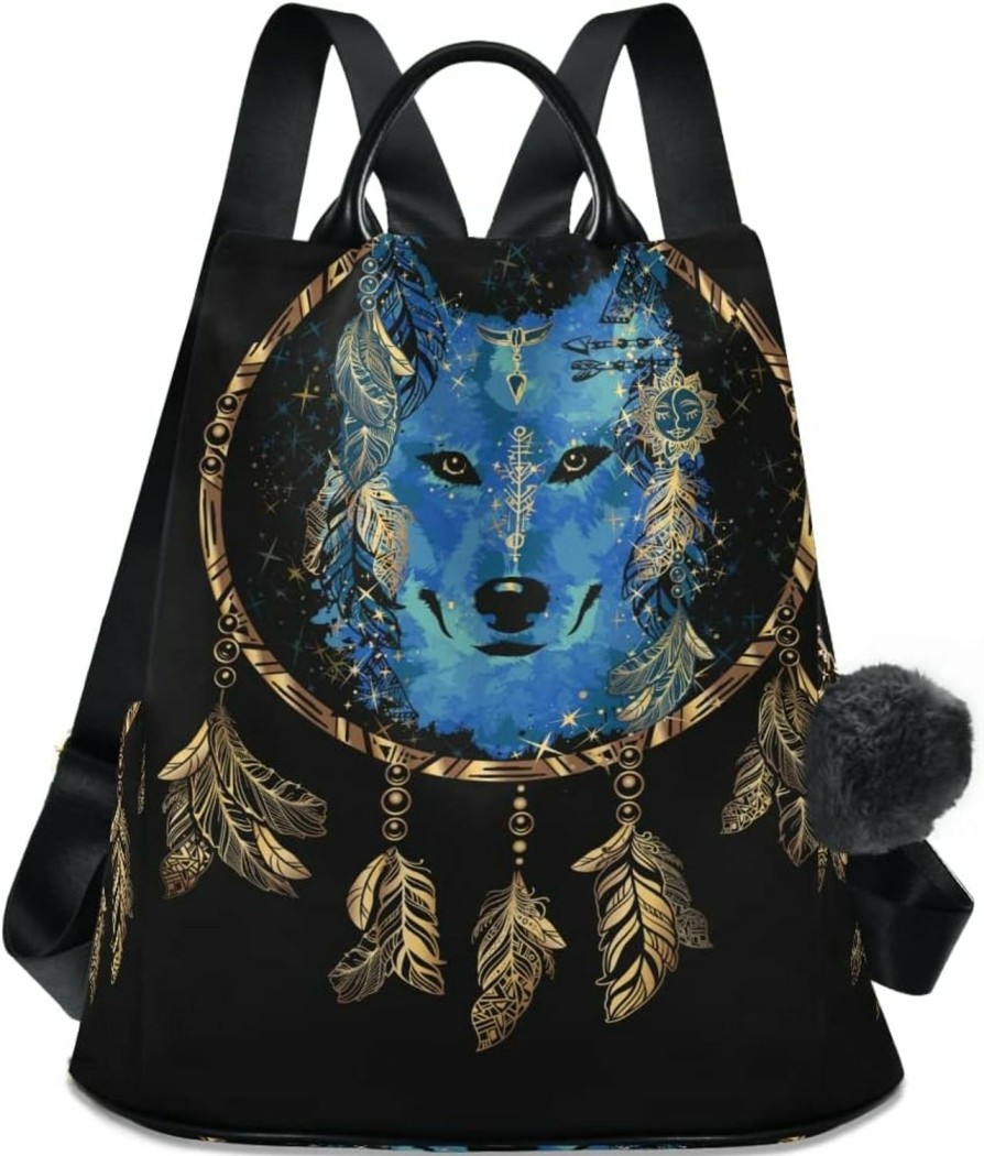 Backpack Handbags | ALAZA Alaza Boho Wolf Dream Catcher Women Backpack Anti Theft Back Pack Shoulder Fashion Bag Purse