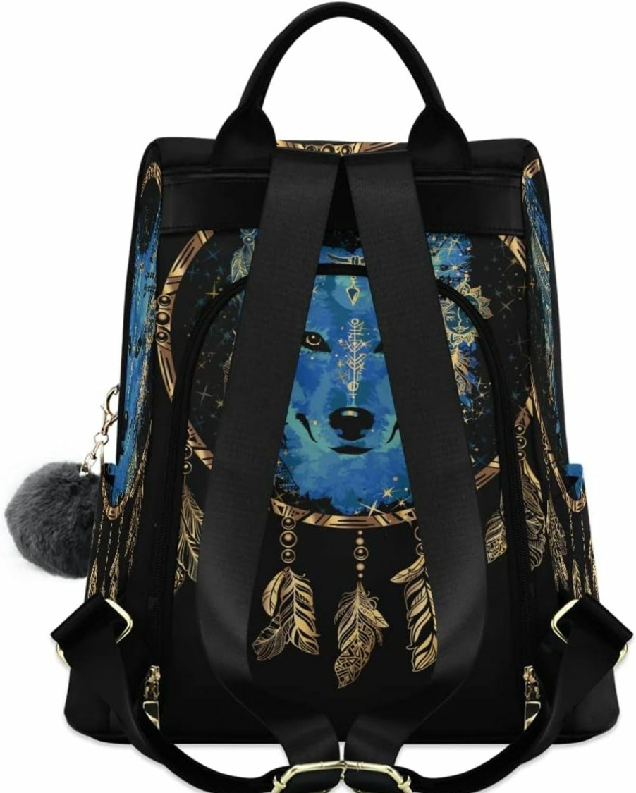 Backpack Handbags | ALAZA Alaza Boho Wolf Dream Catcher Women Backpack Anti Theft Back Pack Shoulder Fashion Bag Purse