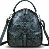 Backpack Handbags | IVTG Genuine Leather Satchel For Women Embossed Leather Top Handle Handmade Purse Vintage Handbags Convertible Backpack