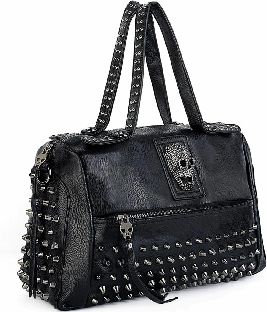 Backpack Handbags | UTO Uto Women Skull Tote Bag Rivet Studded Handbag Pu Leather Purse Shoulder Bags 385C