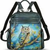 Backpack Handbags | FEIGITOR Feigitor Genuine Leather Backpack For Women Hand Painted Knapsack Purse Handmade Rucksack Casual Convertible Daypack (Pattern7)