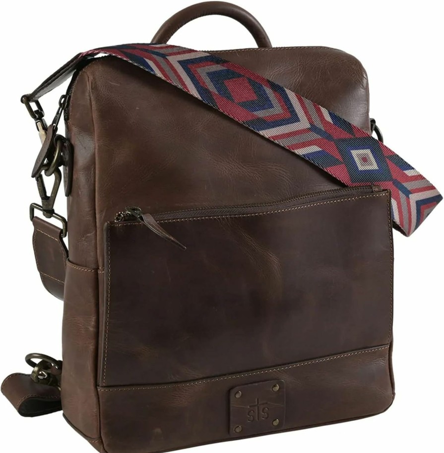 Backpack Handbags | STS Ranchwear Sts Ranchwear Women'S Basic Bliss Chocolate Durable Brown Backpack With Adjustable Leather And Aztec Nylon Straps