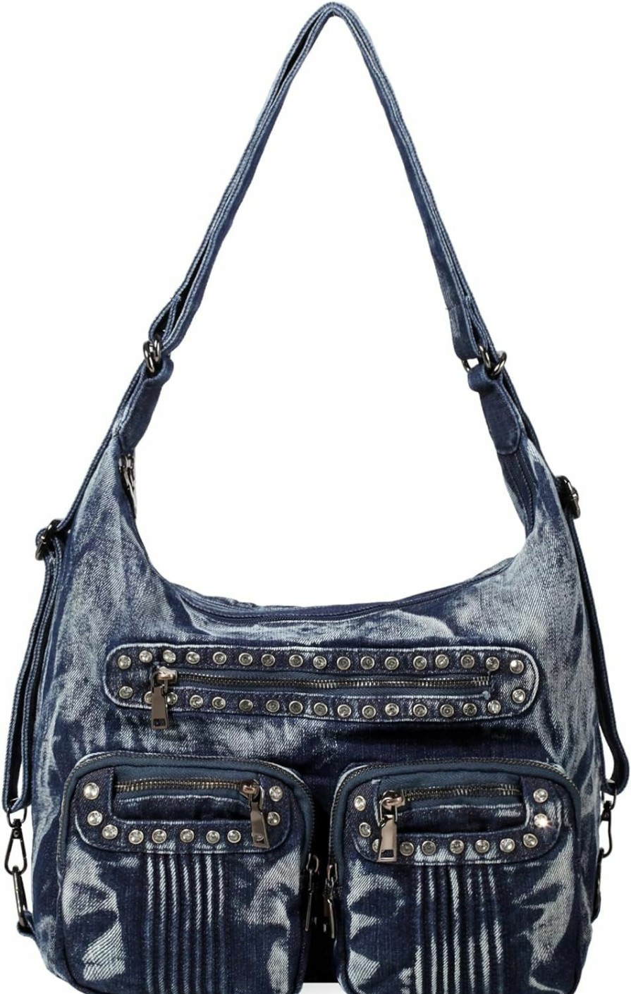 Backpack Handbags | YeFine Yefine Denim Handbags For Women Jean Purse With Multipurpose Design Y2K Trendy Fashion Hobo Tote Bag Crossbody Backpack