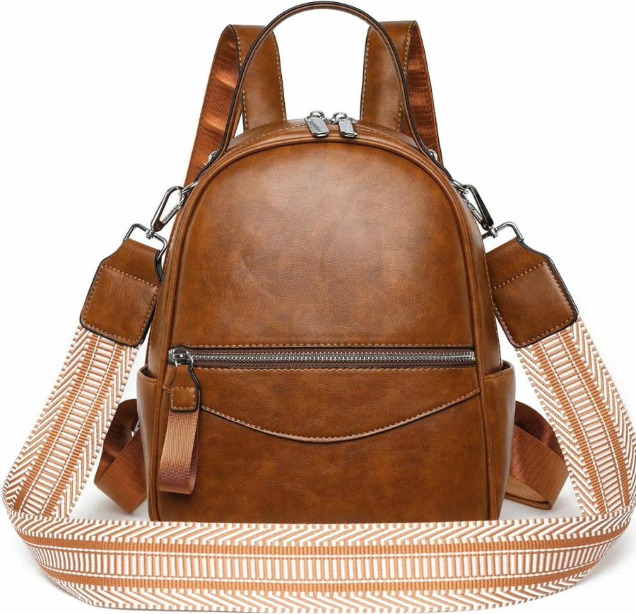 Backpack Handbags | BJE Mini Backpack For Women Leather Small Backpacks Purse, Ladies Designer Daypack, Shoulder Backpack Convertible Handbags Brown