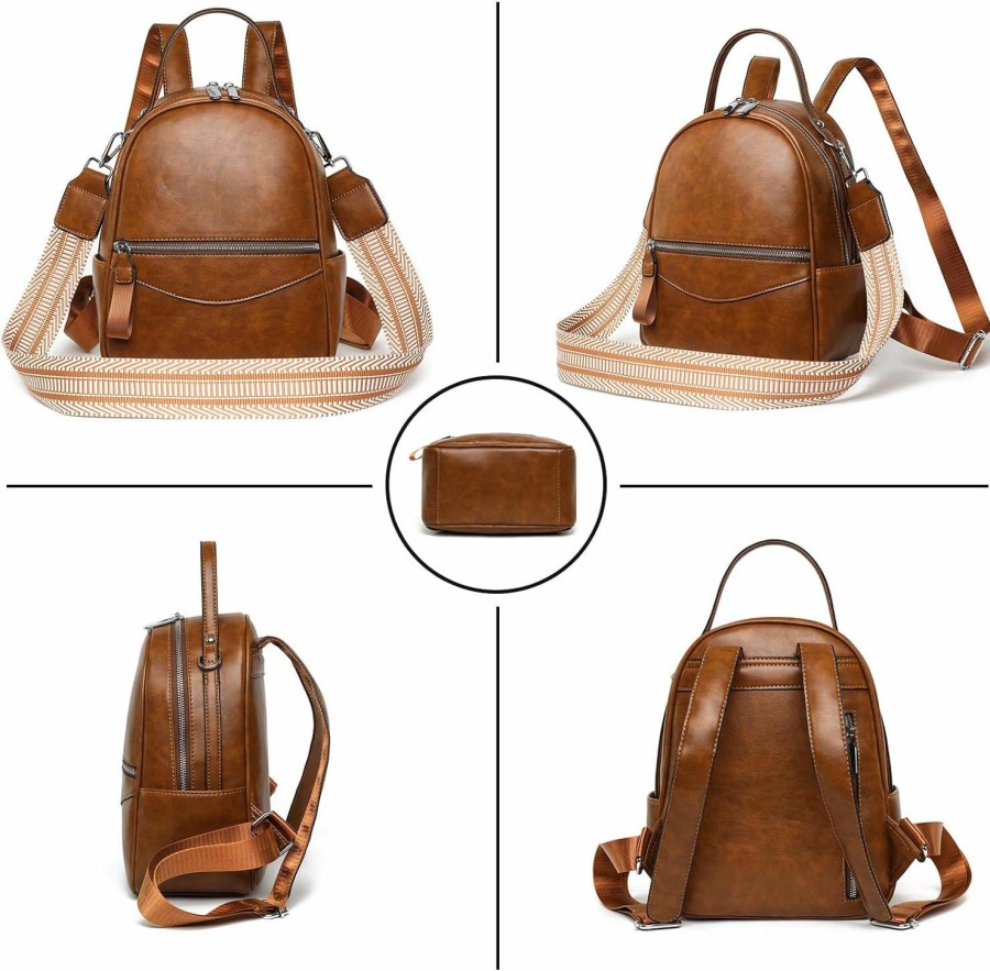 Backpack Handbags | BJE Mini Backpack For Women Leather Small Backpacks Purse, Ladies Designer Daypack, Shoulder Backpack Convertible Handbags Brown