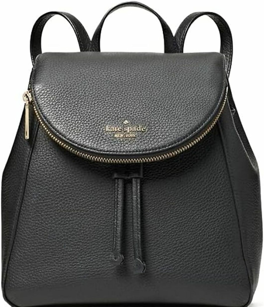 Backpack Handbags | Kate Spade New York Kate Spade Leila Medium Flap Backpack Tote Bag Black Soft Leather