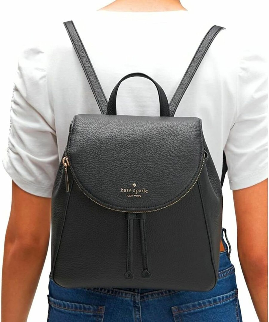 Backpack Handbags | Kate Spade New York Kate Spade Leila Medium Flap Backpack Tote Bag Black Soft Leather