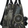 Backpack Handbags | ALAZA Alaza Watercolor Black Raven And Wolf Boho Backpack Purse With Adjustable Straps