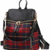 Backpack Handbags | Mn&Sue Mn&Sue Red Plaid Backpack Purse For Women Fashion Casual Daypack Dual-Use Travel Shoulder Bag Rucksack