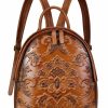 Backpack Handbags | FEIGITOR Feigitor Genuine Leather Backpack For Women Purse Retro Embossed Leather Knapsack Handmade Rucksack Casual Daypack (Coffee)