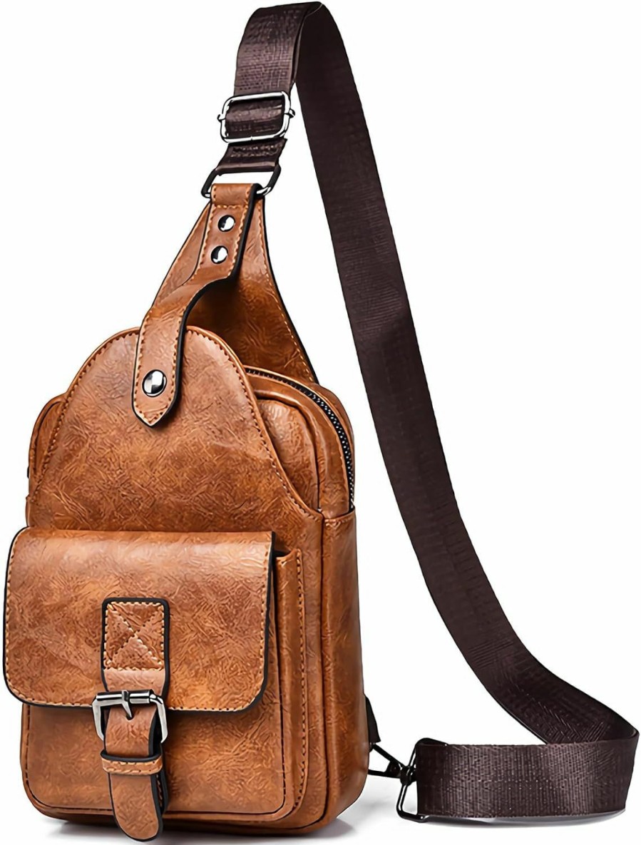 Backpack Handbags | Saddhu Saddhu Sling Bag For Women Men Leather Crossbody Backpack Cross Body Chest Bag Casual Small Daypack Purse For Hiking Travel