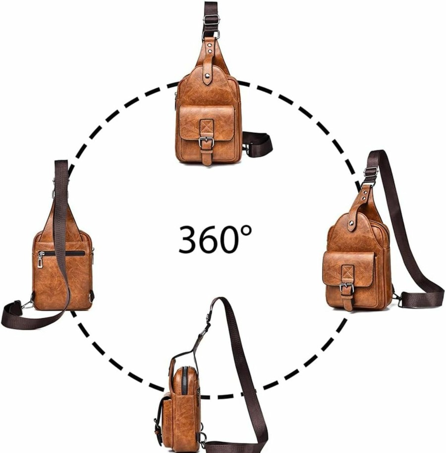 Backpack Handbags | Saddhu Saddhu Sling Bag For Women Men Leather Crossbody Backpack Cross Body Chest Bag Casual Small Daypack Purse For Hiking Travel