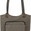 Backpack Handbags | Mona B. Mona B. Pistachio Two In One Convertible Upcycled Canvas Tote Backpack And Cross City Crossbody With Vegan Leather Trim (Tote-Smoke)