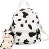 Backpack Handbags | TENDYCOCO Tendycoco Cow Backpack With Plush Cow Pendant Canvas Cow Print Backpack Cow Stuff Cow Gifts For Women Mini Backpack For Women Girls