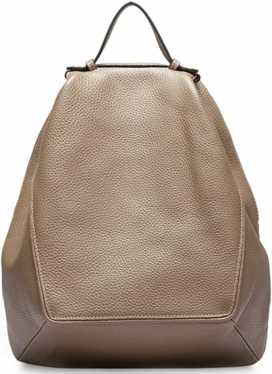 Backpack Handbags | zency Classic Women Ladies Genuine Leather Backpack Large (Khaki)