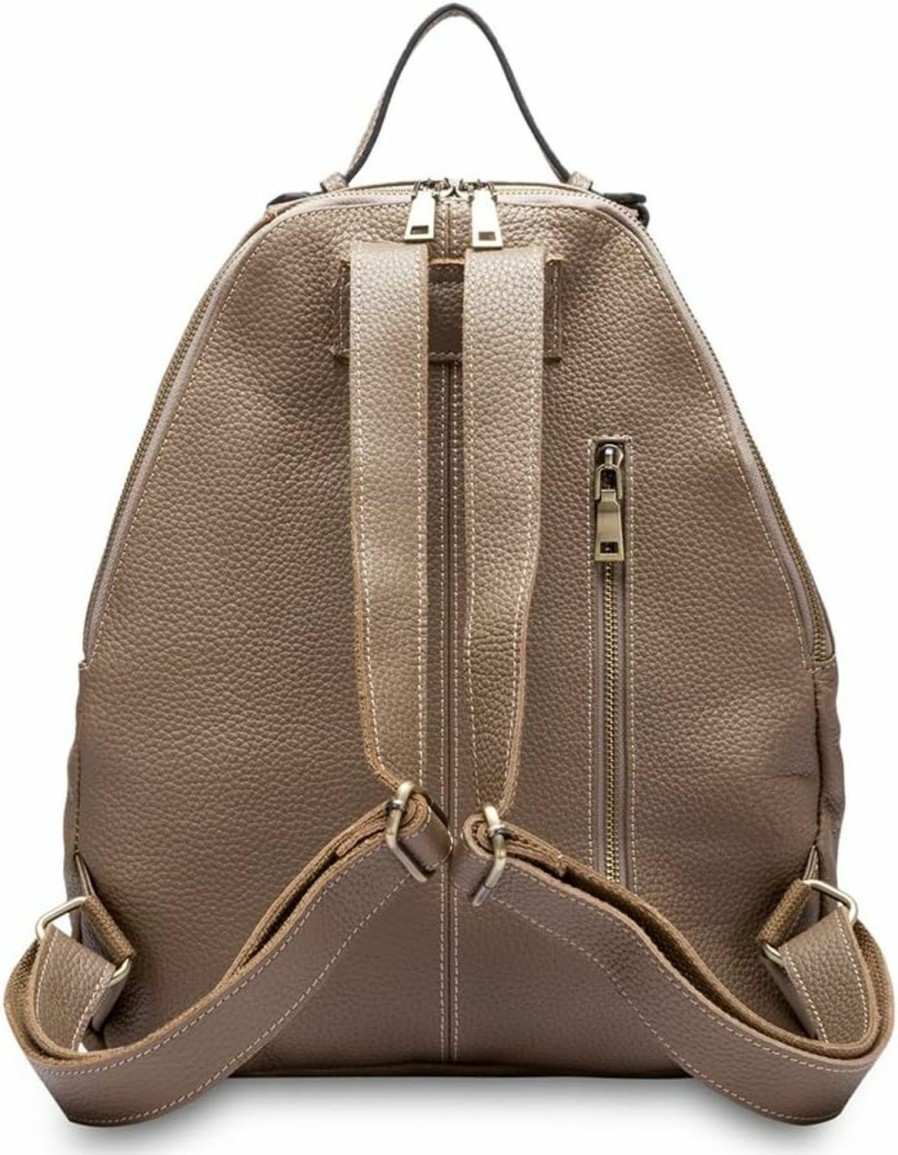 Backpack Handbags | zency Classic Women Ladies Genuine Leather Backpack Large (Khaki)