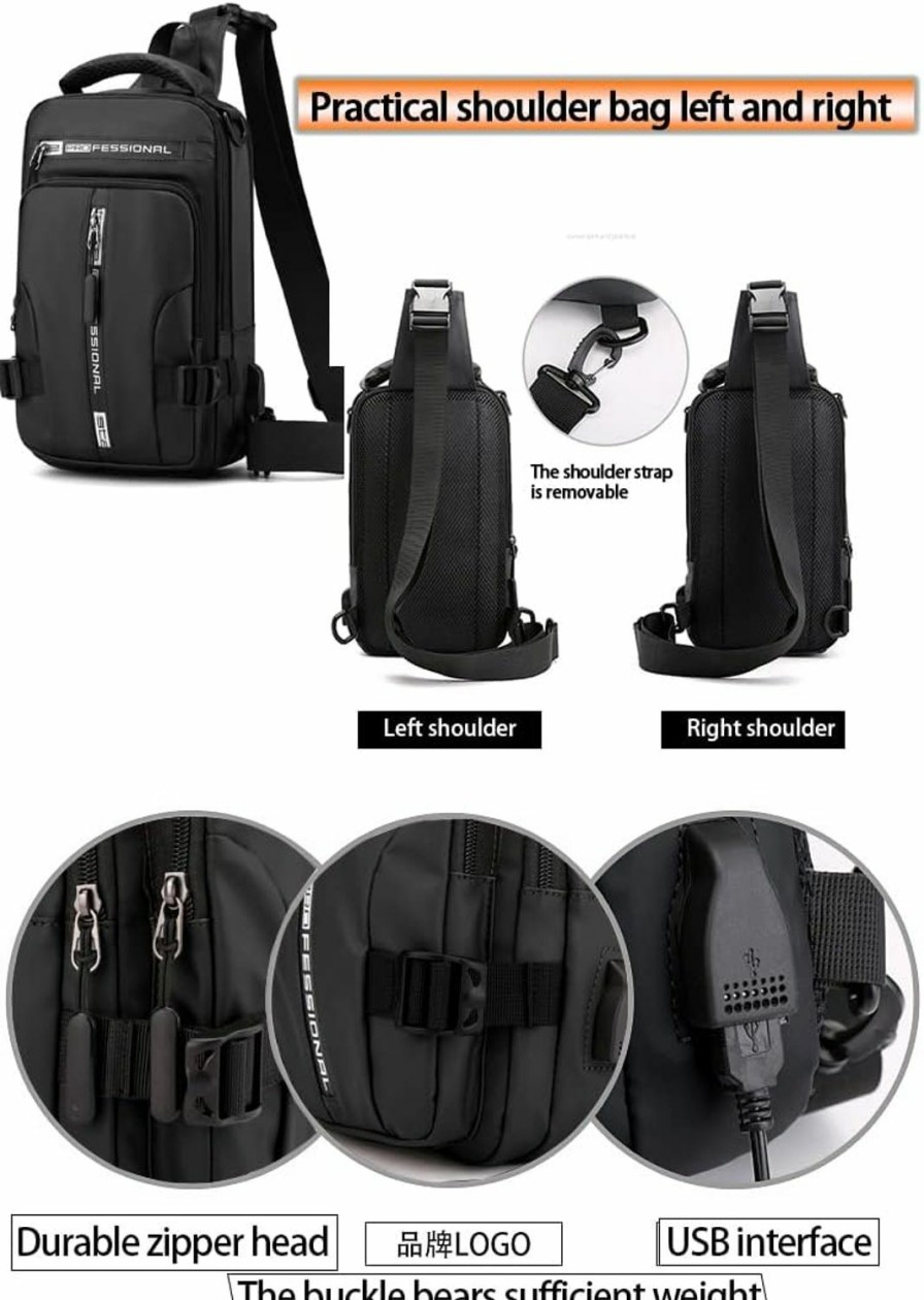 Backpack Handbags | Generic Crossbody Backpack Sling Bags Multifunctional Chest Bag With Usb Charging Port Waterproof Shoulder Bag For Outdoor Traveling (Black One)