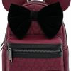 Backpack Handbags | Loungefly Loungefly Minnie Mouse Maroon Quilted Womens Double Strap Shoulder Bag Purse