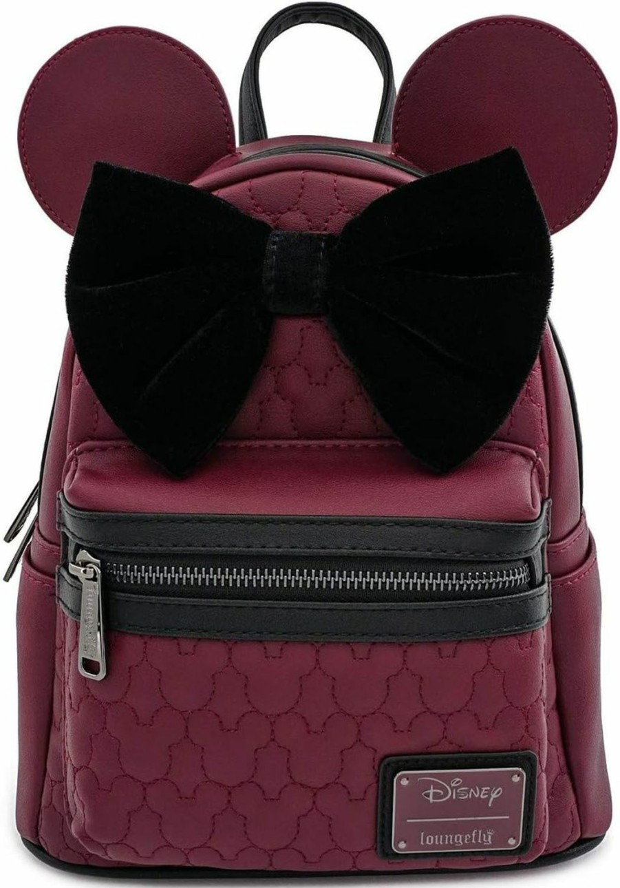 Backpack Handbags | Loungefly Loungefly Minnie Mouse Maroon Quilted Womens Double Strap Shoulder Bag Purse